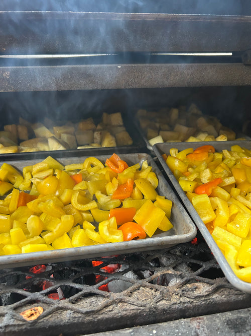 Grilla ananas og paprika, fermentert hot sauce fra Oslo